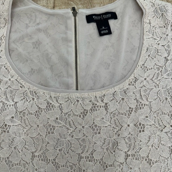 WHBM Lace Cap Sleeve Top Small | Floral Overlay | Lined - Picture 4 of 11